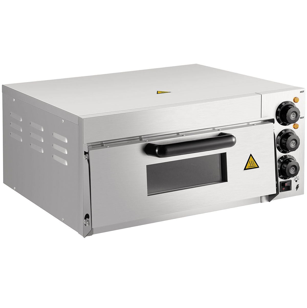 Commercial Pizza Oven Countertop, 14\" Single Deck Layer, 110V 1300W Stainless Steel Electric Pizza Oven with Stone and Shelf, Multipurpose Indoor Pizza Maker for Restaurant Home Pretzels Baked