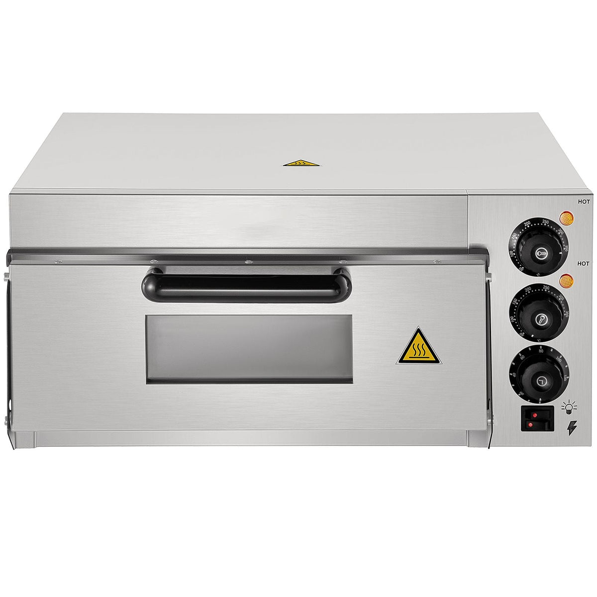 Commercial Pizza Oven Countertop, 14\" Single Deck Layer, 110V 1300W Stainless Steel Electric Pizza Oven with Stone and Shelf, Multipurpose Indoor Pizza Maker for Restaurant Home Pretzels Baked