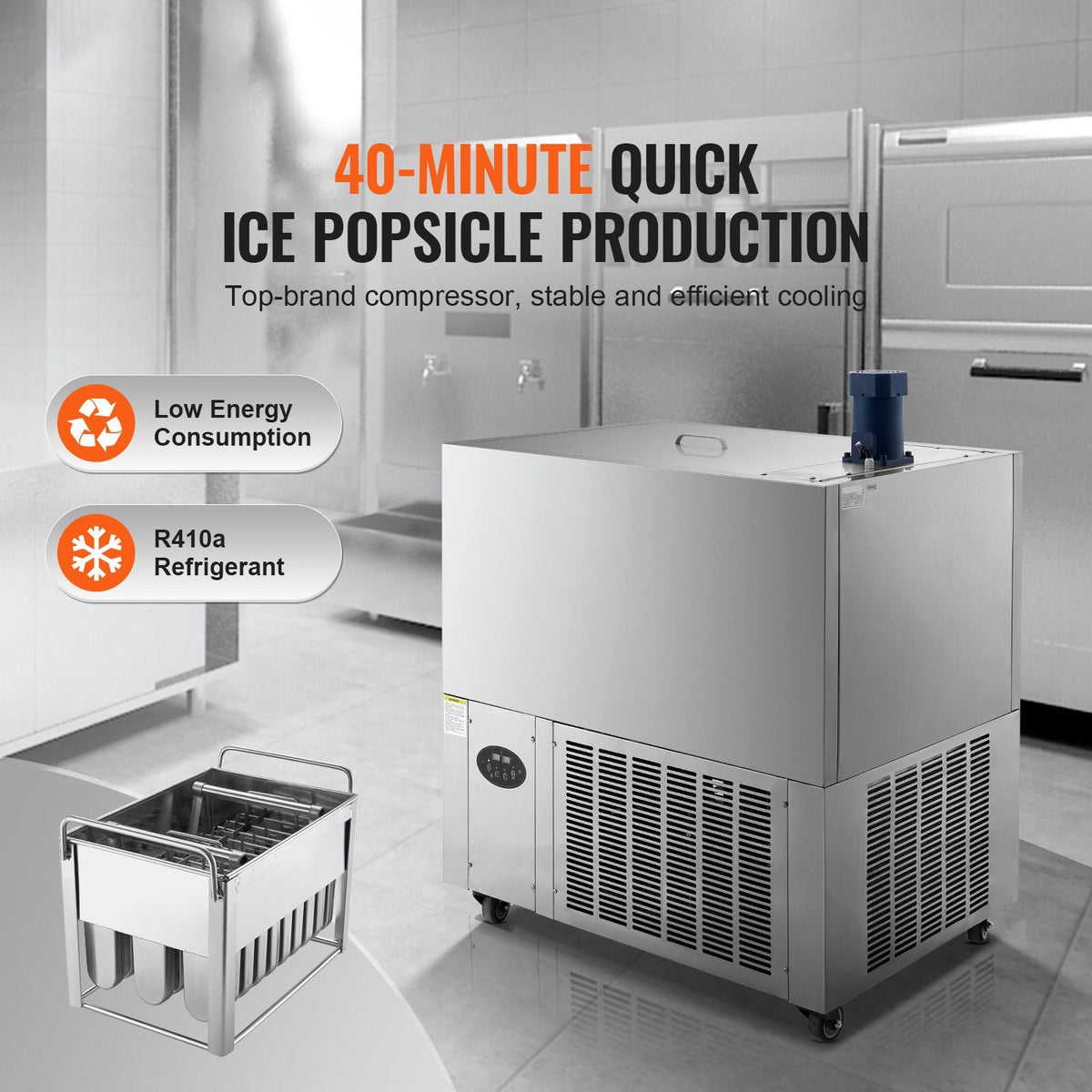 Commercial Popsicle Machine, 4 Mould Set - 120 PCS Ice Pops Making Machine, Stainless Steel Commercial Ice Lolly Maker, Ice Sticks Popsicle Machine for Bar, Cafes, Milktea Store (30PCS / Mould S