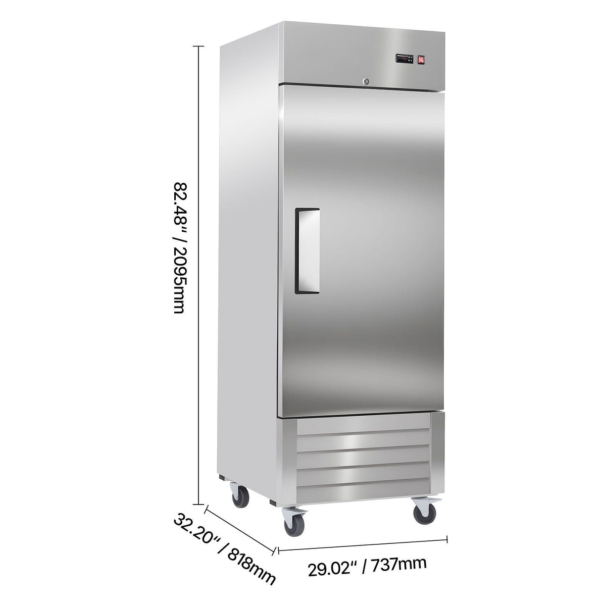 Commercial Reach-In Refrigerator 29" W, 22 Cu.Ft Stainless Steel Upright Refrigerator with Single Door, Auto-Defrost, 4 Adjustable Shelves, 32 to 50 Fahrenheit Temp Control, ETL Certified