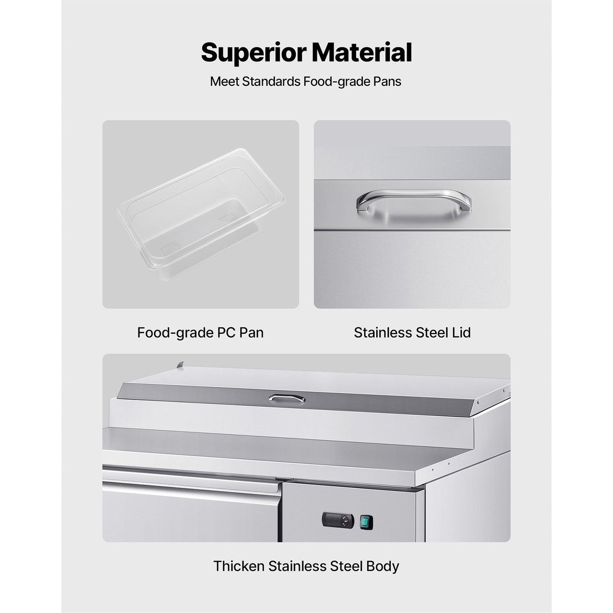 Commercial Refrigerator, 44" W Pizza Prep Refrigerated Table, 20" Ultra Wide Countertop Food Prep Worktable, 11 Cu.Ft Single Door Salad Prep Fridge, 6 Pans Pizza Make Worktop with Cutting Board