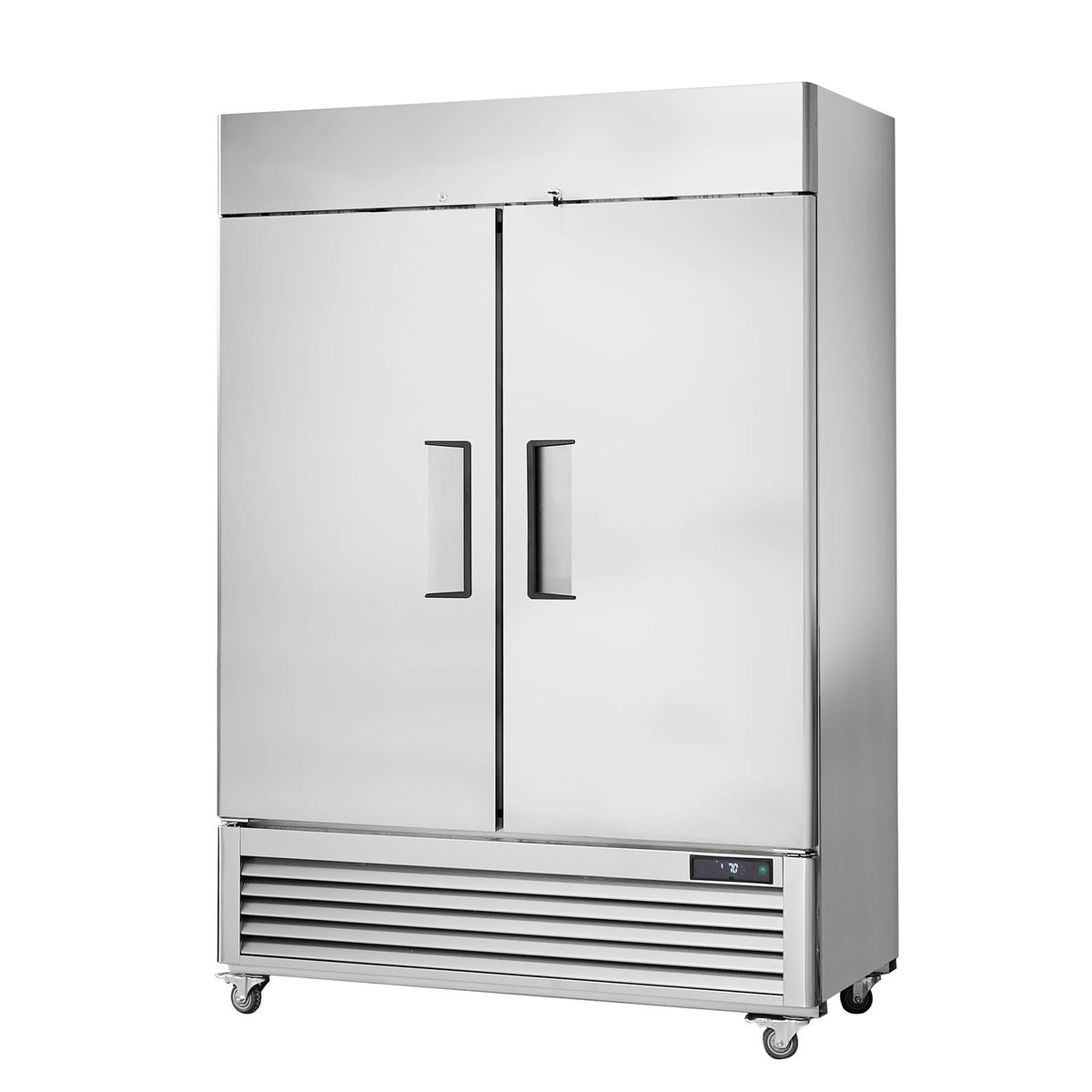 Commercial Refrigerator 44.21 Cu.ft, Reach In 54.4" W Upright Refrigerator 2 Doors, Auto-Defrost Stainless Steel Reach-in Refrigerator with 8 Shelves, 33 to 41 F Temp, LED Light, 4 Wheels