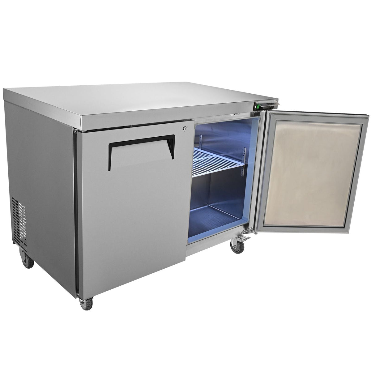 Commercial Refrigerator, 48" Worktop Undercounter Refrigerator, 12.85 Cu. Ft Thick Stainless Steel Refrigerated Food Prep Station, 2 Door Worktop Fridge with lock for Restaurant, Bar, Diner