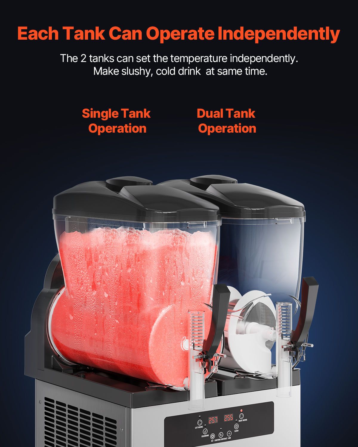 Commercial Slushy Machine, 12Lx2 Double Tank Frozen Drink Machine, 96 Cups Stainless Steel Margarita Smoothie Frozen Drink Maker, Slushie Maker for Home Party Restaurants Cafe Bars