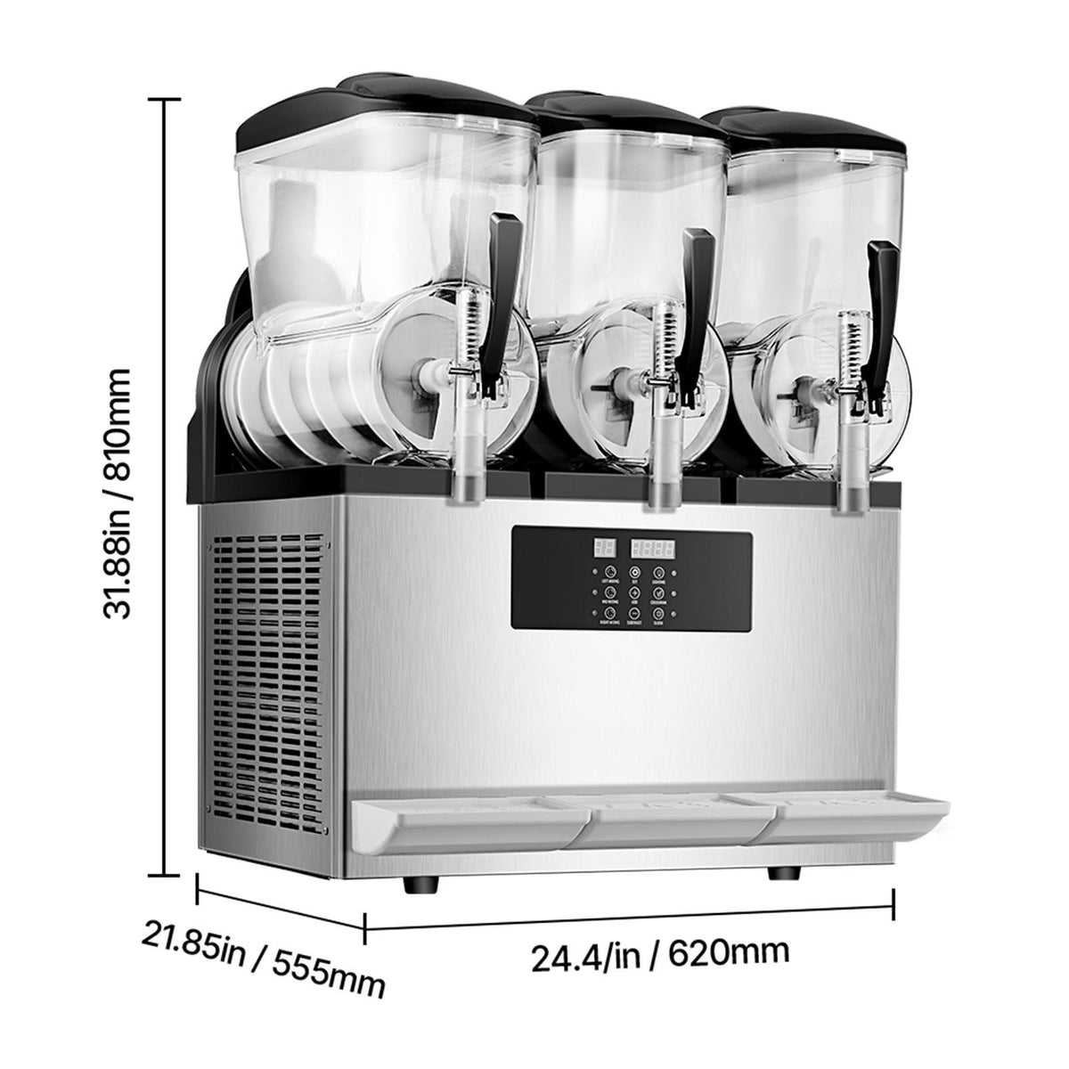 Commercial Slushy Machine, 12Lx3 Triple Tank Frozen Drink Machine, 144 Cups Stainless Steel Margarita Smoothie Frozen Drink Maker, Slushie Maker for Home Party Restaurants Cafe Bars