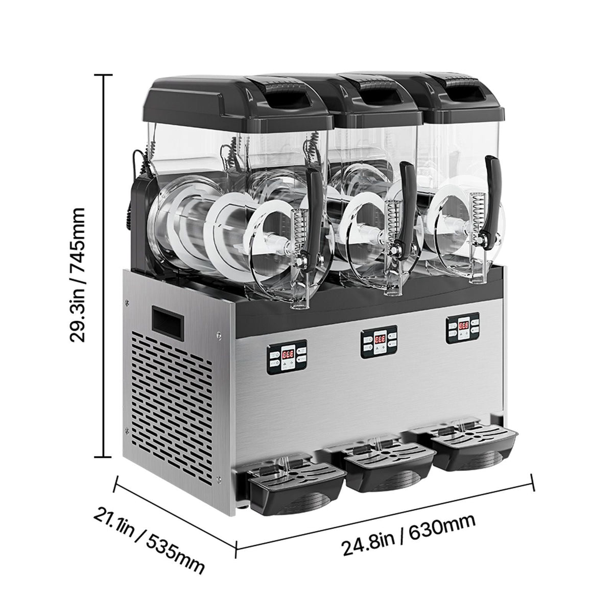 Commercial Slushy Machine, 12Lx3 Triple Tank Frozen Drink Machine, 144 Cups Stainless Steel Margarita Smoothie Frozen Drink Maker, Slushie Maker for Home Party Restaurants Cafe Bars