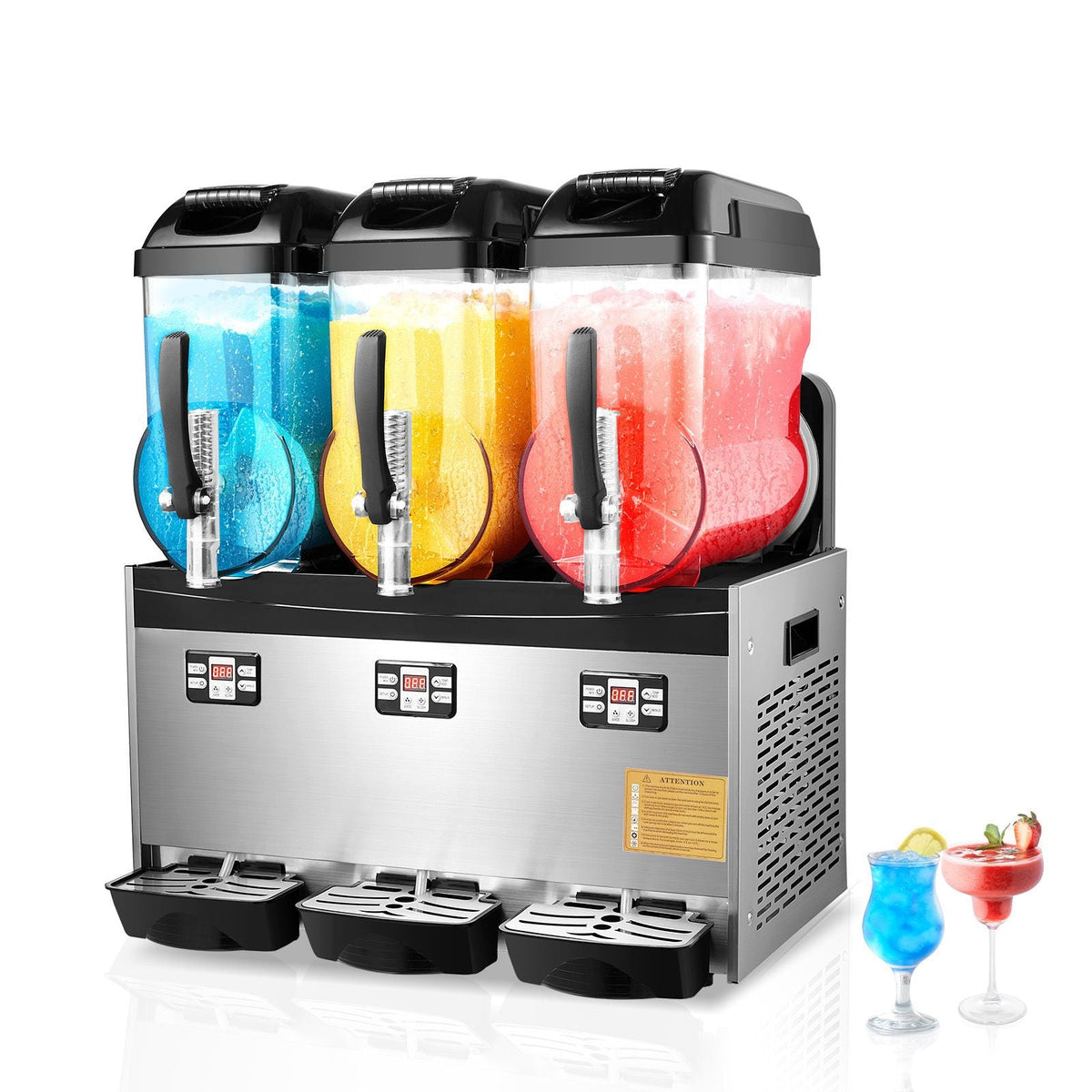 Commercial Slushy Machine, 12Lx3 Triple Tank Frozen Drink Machine, 144 Cups Stainless Steel Margarita Smoothie Frozen Drink Maker, Slushie Maker for Home Party Restaurants Cafe Bars