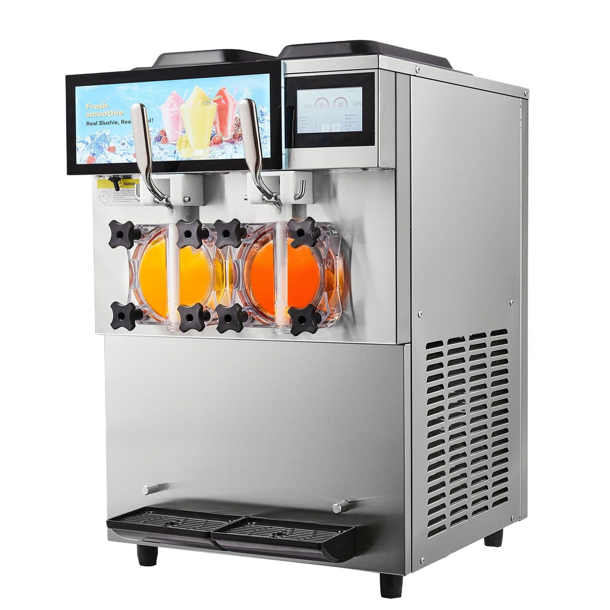 Commercial Slushy Machine, 2 x 12L / 3.17 Gal Double Tanks, Cool and Freeze Modes, Stainless Steel Margarita Smoothie Frozen Drink Maker, Slushie Machine for Party Cafes Restaurants Bars Home