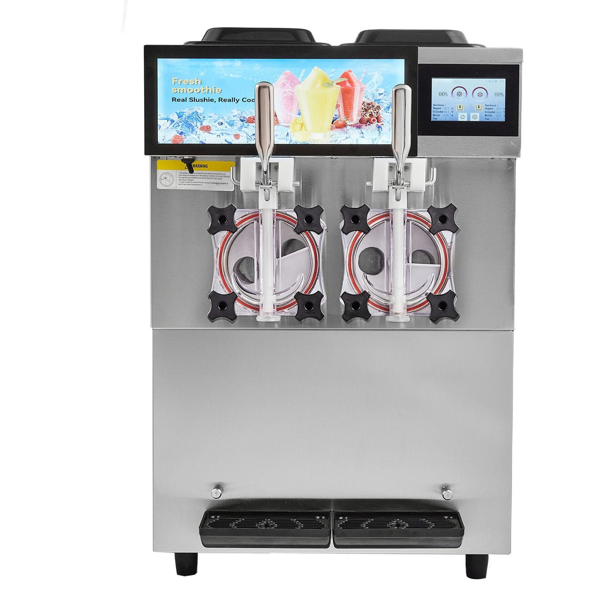 Commercial Slushy Machine, 2 x 12L / 3.17 Gal Double Tanks, Cool and Freeze Modes, Stainless Steel Margarita Smoothie Frozen Drink Maker, Slushie Machine for Party Cafes Restaurants Bars Home