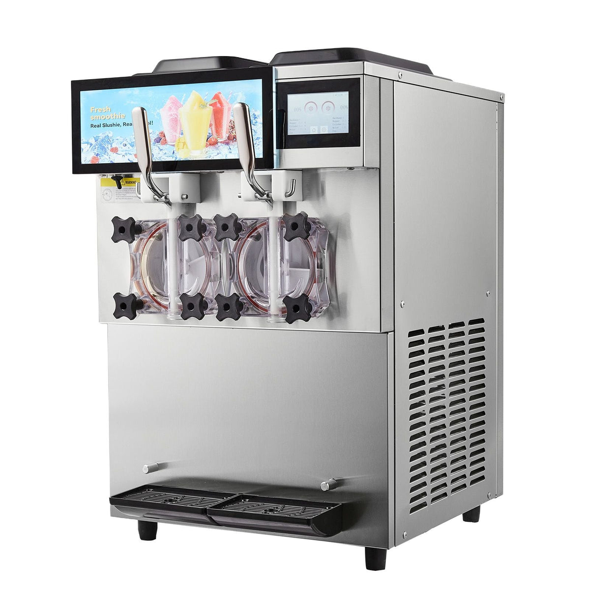 Commercial Slushy Machine, 2 x 12L / 3.17 Gal Double Tanks, Cool and Freeze Modes, Stainless Steel Margarita Smoothie Frozen Drink Maker, Slushie Machine for Party Cafes Restaurants Bars Home