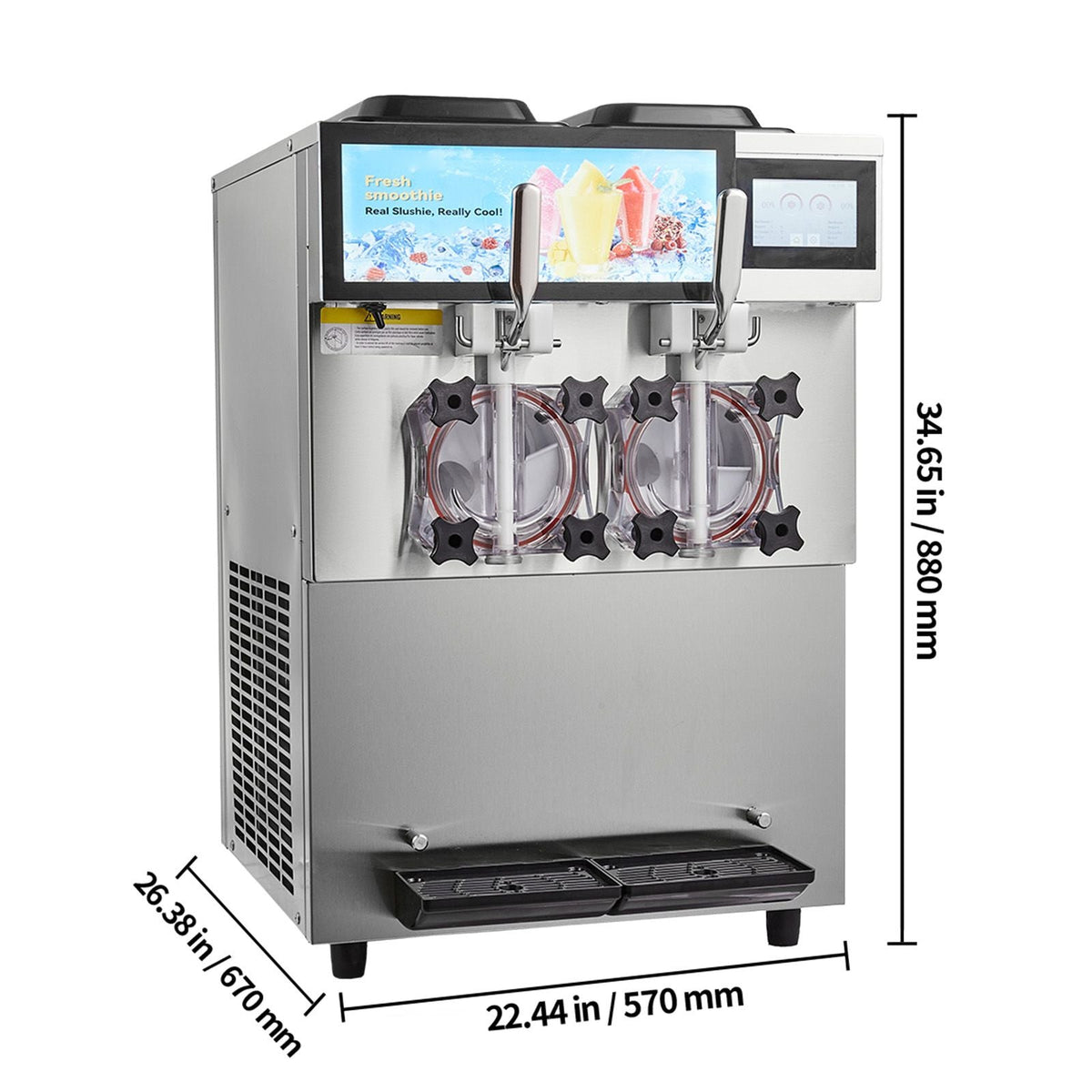 Commercial Slushy Machine, 2 x 12L / 3.17 Gal Double Tanks, Cool and Freeze Modes, Stainless Steel Margarita Smoothie Frozen Drink Maker, Slushie Machine for Party Cafes Restaurants Bars Home