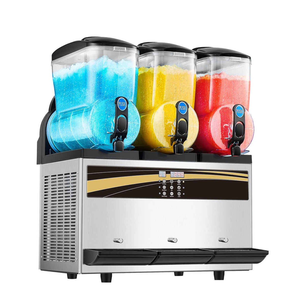 Commercial Slushy Machine, 3x15L Tank Commercial Margarita Maker, 1200W Stainless Steel Frozen Drink Machine, Temperature Adjustment 26.6 Fahrenheit to 28.4 Fahrenheit