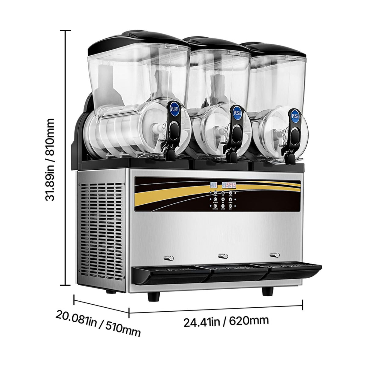 Commercial Slushy Machine, 3x15L Tank Commercial Margarita Maker, 1200W Stainless Steel Frozen Drink Machine, Temperature Adjustment 26.6 Fahrenheit to 28.4 Fahrenheit