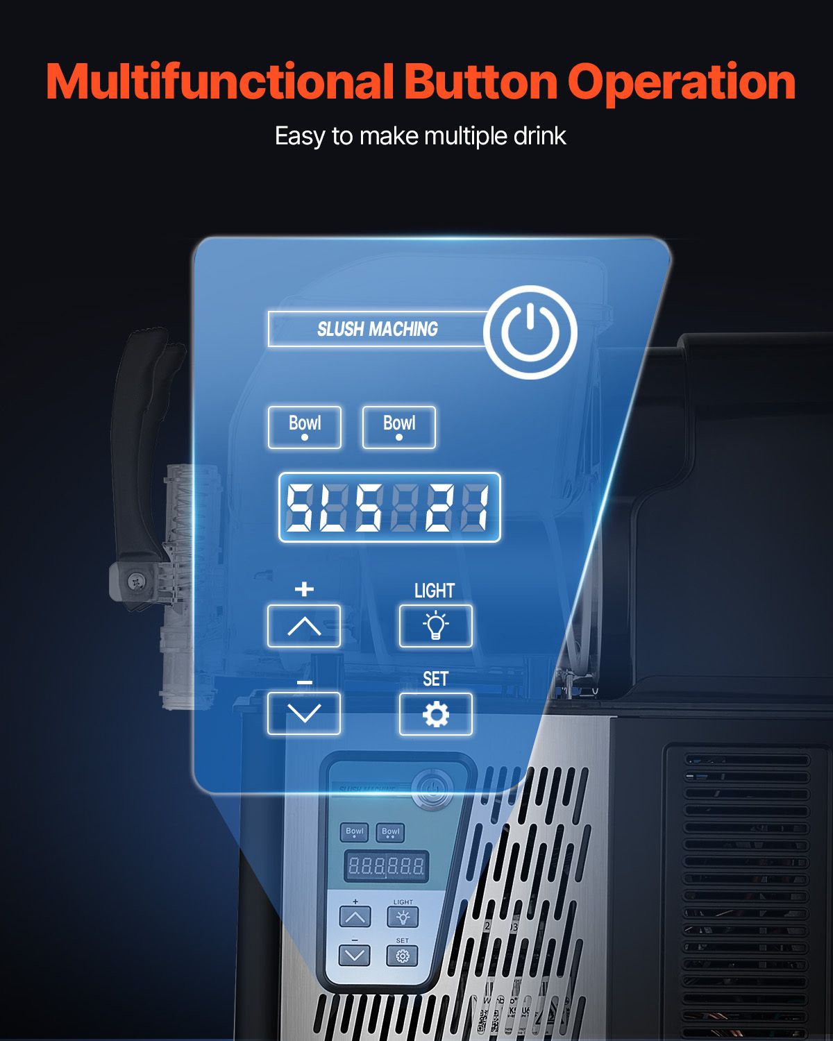 Commercial Slushy Machine, 4Lx2 Double Tank Frozen Drink Machine, 32 Cups Stainless Steel Margarita Smoothie Frozen Drink Maker, Slushie Maker for Home Party Restaurants Cafe Bars