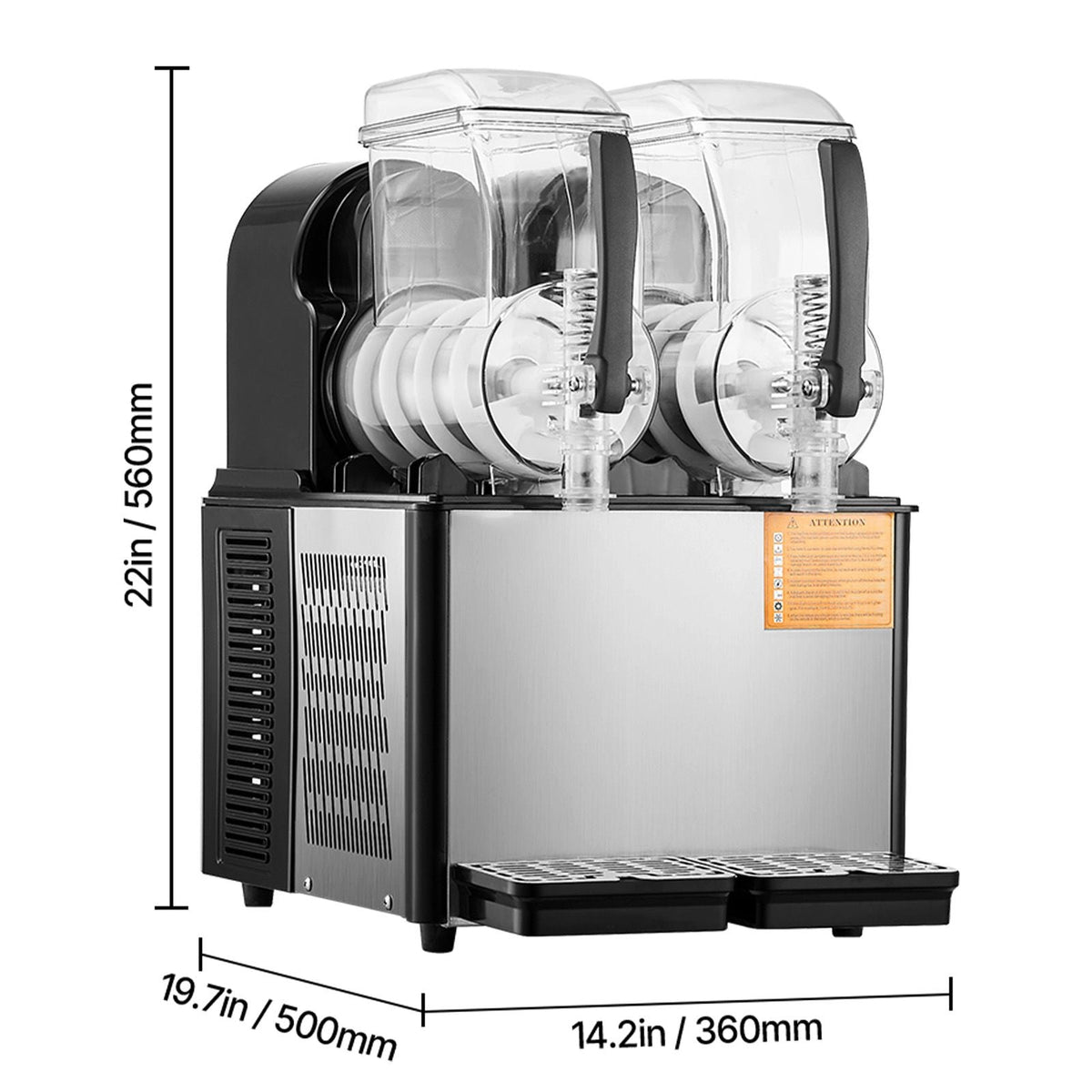 Commercial Slushy Machine, 4Lx2 Double Tank Frozen Drink Machine, 32 Cups Stainless Steel Margarita Smoothie Frozen Drink Maker, Slushie Maker for Home Party Restaurants Cafe Bars