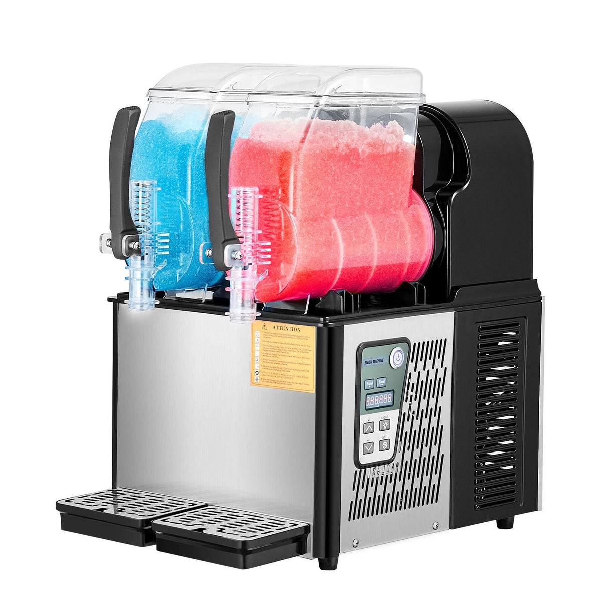 Commercial Slushy Machine, 4Lx2 Double Tank Frozen Drink Machine, 32 Cups Stainless Steel Margarita Smoothie Frozen Drink Maker, Slushie Maker for Home Party Restaurants Cafe Bars