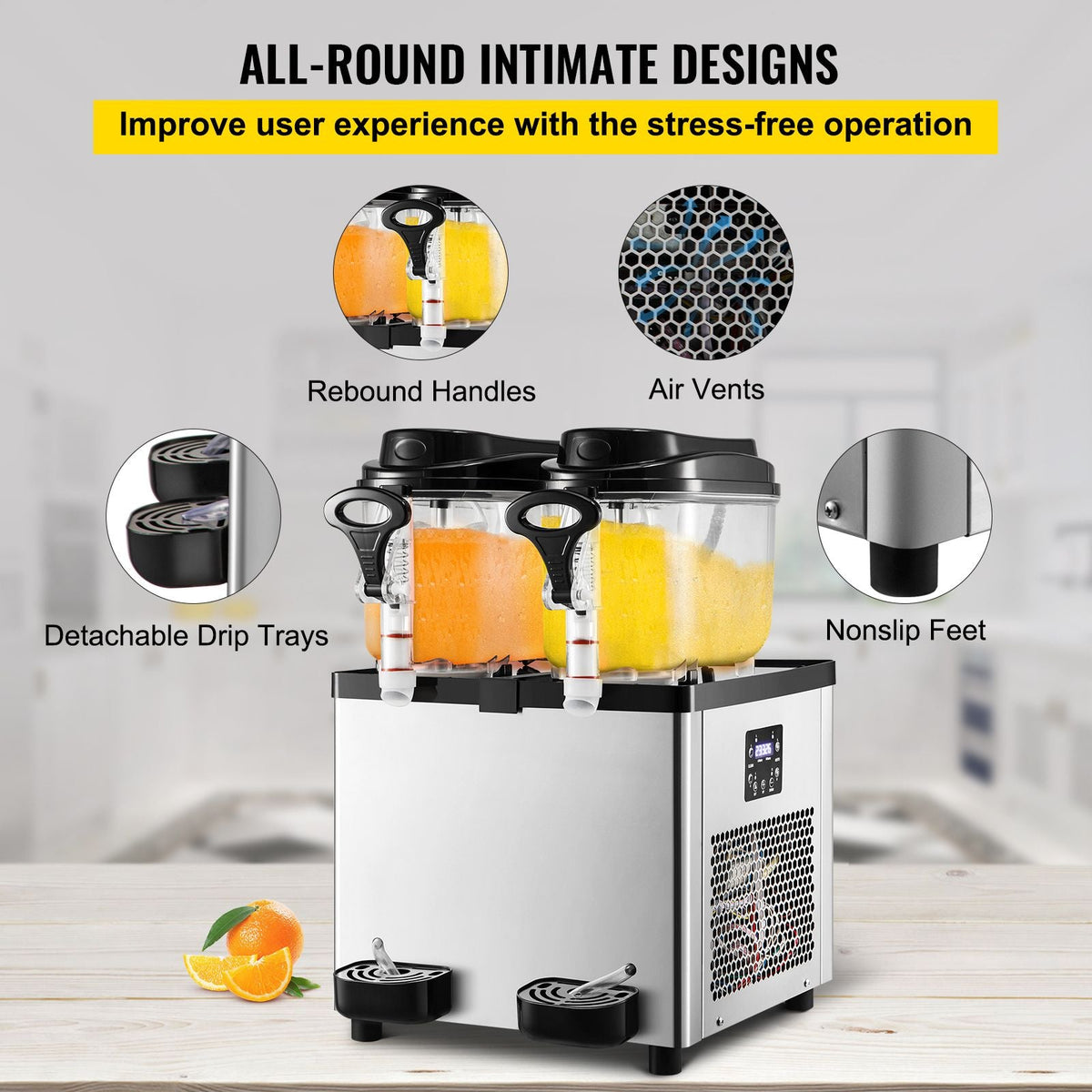 Commercial Slushy Machine, 6 L x 2 Tanks 50 Cups Margarita Machine, 700W 110V Stainless Steel Smoothie Frozen Drink Maker, Perfect for Supermarkets Cafes Restaurants Bars and Home Use, Silver