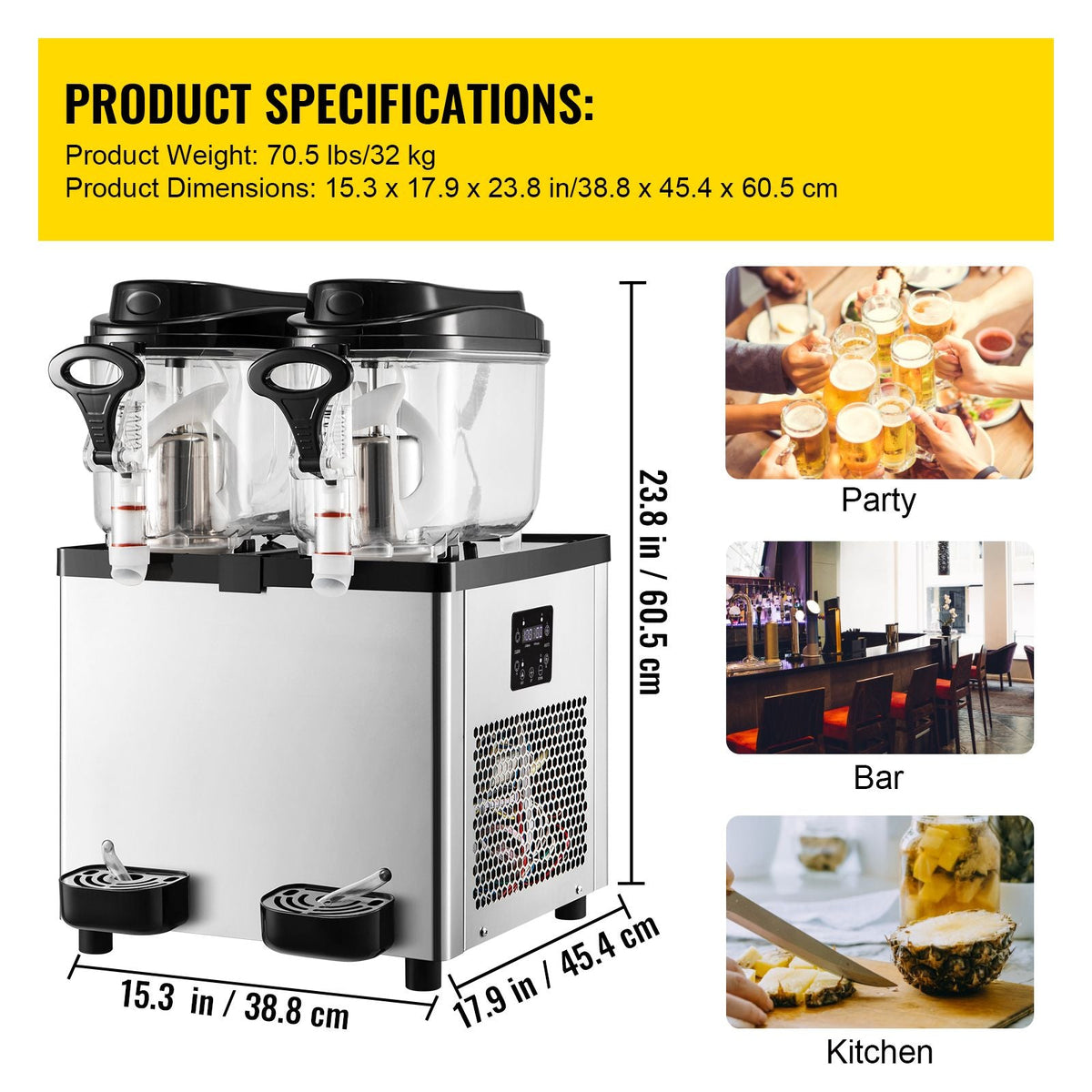 Commercial Slushy Machine, 6 L x 2 Tanks 50 Cups Margarita Machine, 700W 110V Stainless Steel Smoothie Frozen Drink Maker, Perfect for Supermarkets Cafes Restaurants Bars and Home Use, Silver