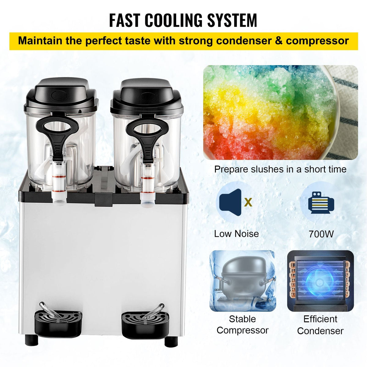 Commercial Slushy Machine, 6 L x 2 Tanks 50 Cups Margarita Machine, 700W 110V Stainless Steel Smoothie Frozen Drink Maker, Perfect for Supermarkets Cafes Restaurants Bars and Home Use, Silver