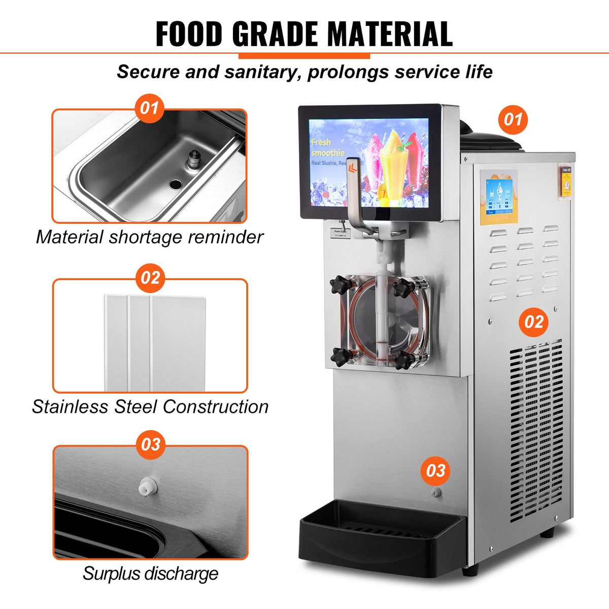 Commercial Slushy Machine, 8L / 2.1 Gal Single Bowl, Cool and Freeze Modes, 1050W Stainless Steel Margarita Smoothie Frozen Drink Maker, Slushie Machine for Party Cafes Restaurants Bars Home