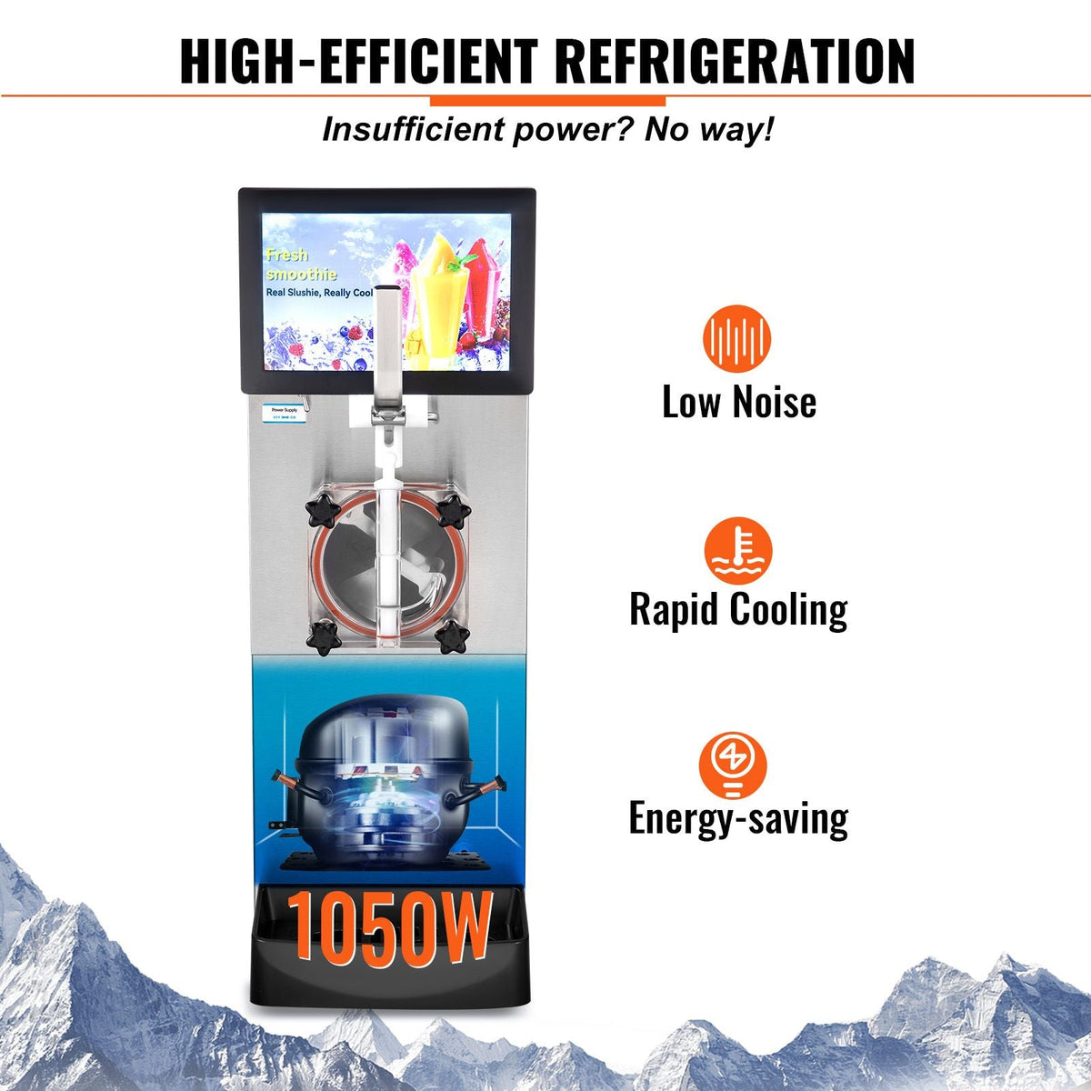 Commercial Slushy Machine, 8L / 2.1 Gal Single Bowl, Cool and Freeze Modes, 1050W Stainless Steel Margarita Smoothie Frozen Drink Maker, Slushie Machine for Party Cafes Restaurants Bars Home