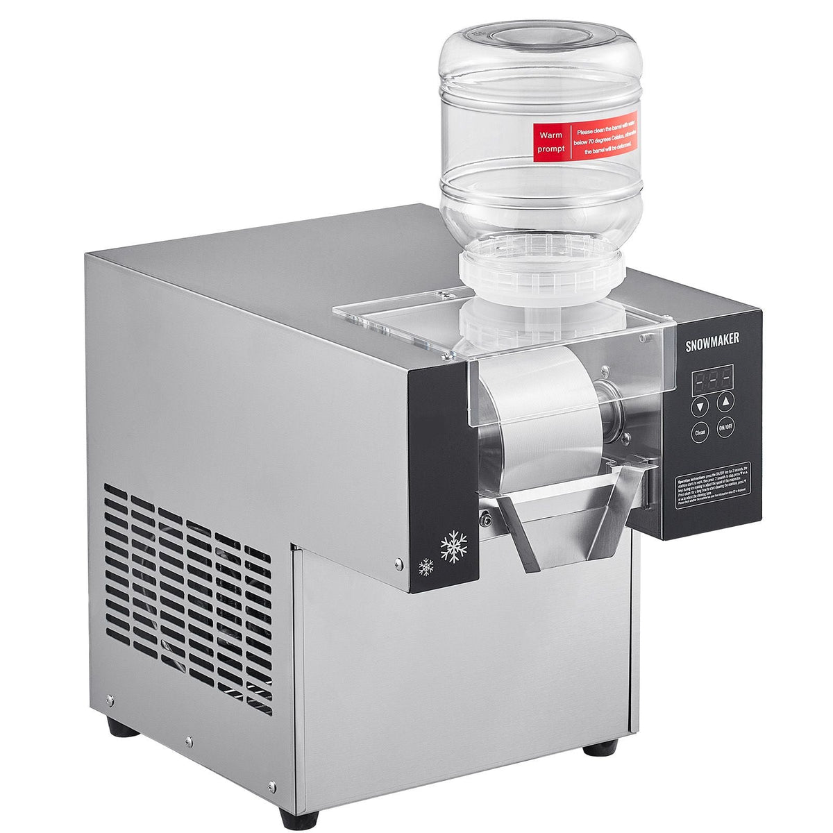 Commercial Snowflake Ice Machine, 176.4LBS/24H Snowflake Ice Maker, Stainless Steel Ice Shaver Machine, Electric Snow Cone Maker, Air Cooling System for Rapid Heat Dissipation, for Bakery, Cafe