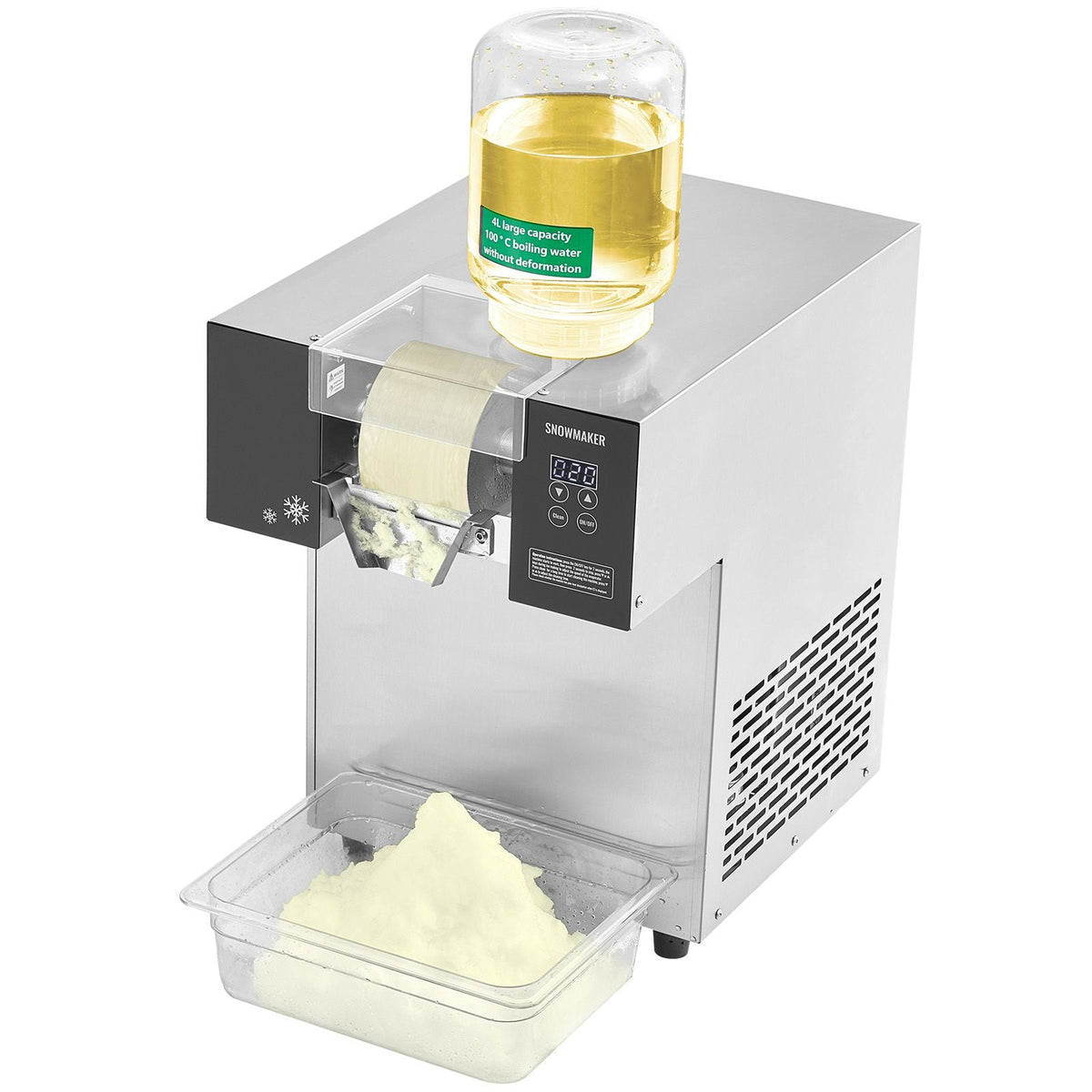 Commercial Snowflake Ice Machine, 397LBS/24H Snowflake Ice Maker, Stainless Steel Ice Shaver Machine, Electric Snow Cone Maker, Air Cooling System for Rapid Heat Dissipation, for Bakery, Cafe
