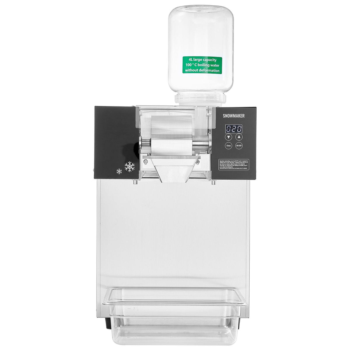 Commercial Snowflake Ice Machine, 397LBS/24H Snowflake Ice Maker, Stainless Steel Ice Shaver Machine, Electric Snow Cone Maker, Air Cooling System for Rapid Heat Dissipation, for Bakery, Cafe
