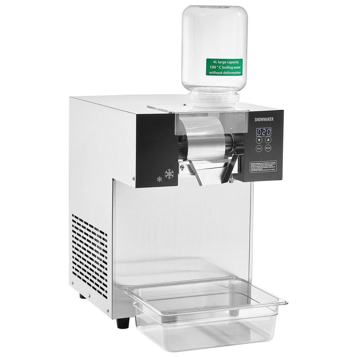 Commercial Snowflake Ice Machine, 397LBS/24H Snowflake Ice Maker, Stainless Steel Ice Shaver Machine, Electric Snow Cone Maker, Air Cooling System for Rapid Heat Dissipation, for Bakery, Cafe