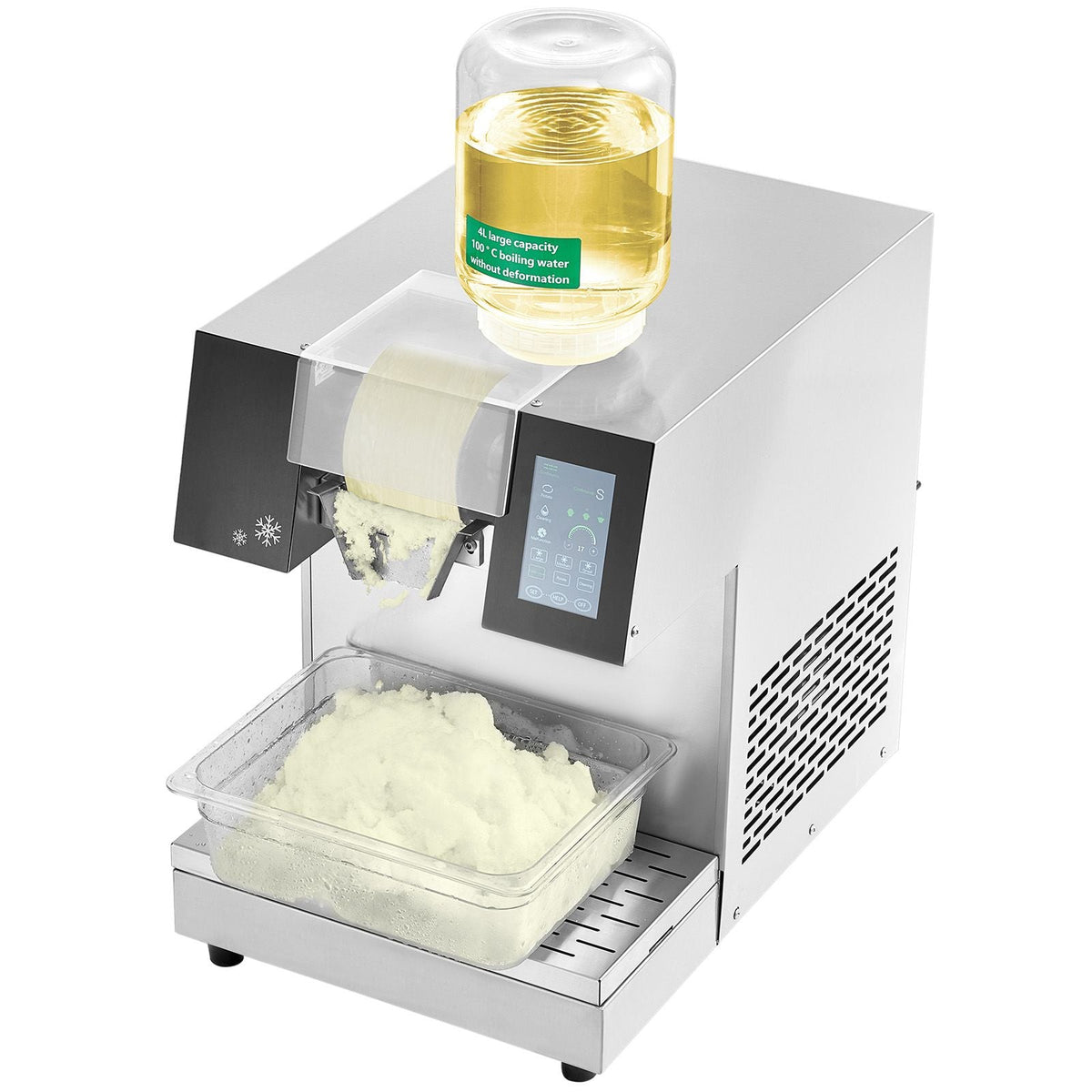Commercial Snowflake Ice Machine, 507LBS/24H Snowflake Ice Maker, Stainless Steel Ice Shaver Machine, Electric Snow Cone Maker, Air Cooling System for Rapid Heat Dissipation, for Bakery, Cafe