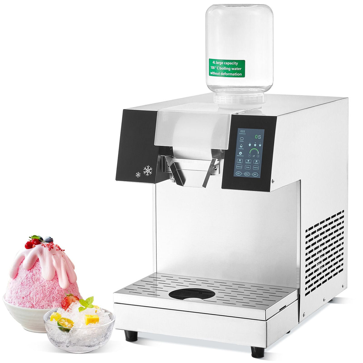 Commercial Snowflake Ice Machine, 507LBS/24H Snowflake Ice Maker, Stainless Steel Ice Shaver Machine, Electric Snow Cone Maker, Air Cooling System for Rapid Heat Dissipation, for Bakery, Cafe