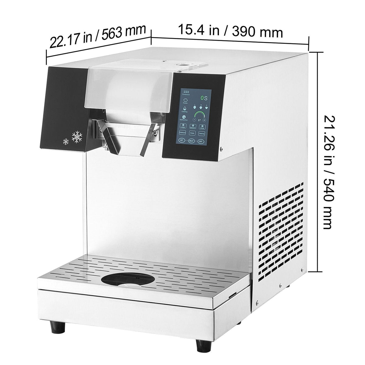 Commercial Snowflake Ice Machine, 507LBS/24H Snowflake Ice Maker, Stainless Steel Ice Shaver Machine, Electric Snow Cone Maker, Air Cooling System for Rapid Heat Dissipation, for Bakery, Cafe