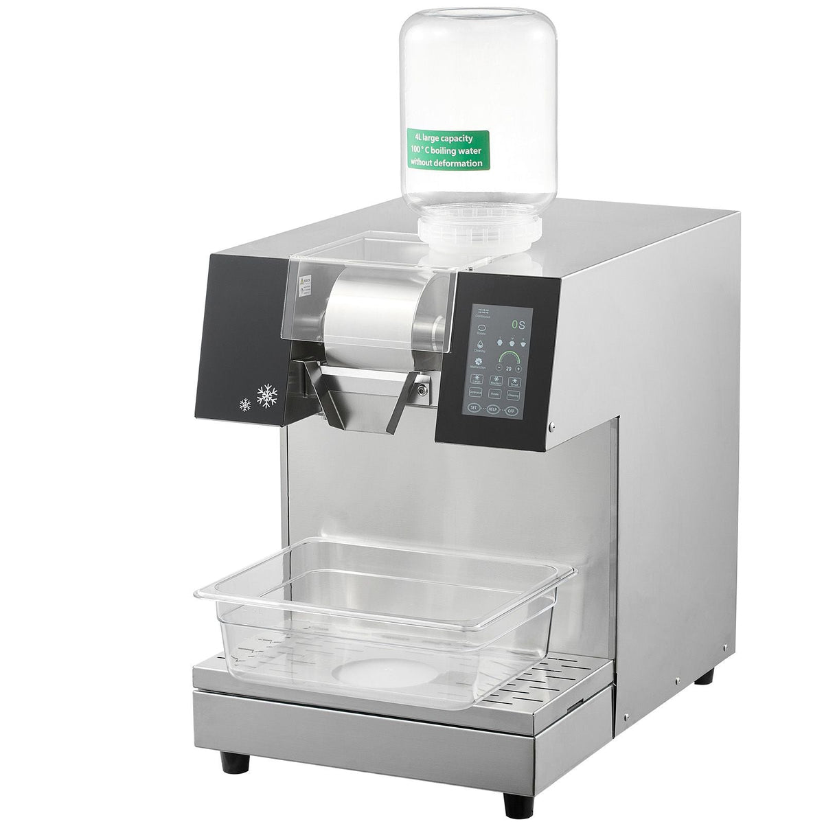Commercial Snowflake Ice Machine, 529.1LBS/24H Snowflake Ice Maker, Stainless Steel Ice Shaver Machine, Electric Snow Cone Maker, Liquid Cooling System for Rapid Heat Dissipation, Ice Cream