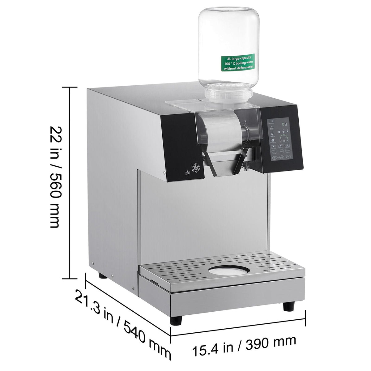 Commercial Snowflake Ice Machine, 529.1LBS/24H Snowflake Ice Maker, Stainless Steel Ice Shaver Machine, Electric Snow Cone Maker, Liquid Cooling System for Rapid Heat Dissipation, Ice Cream