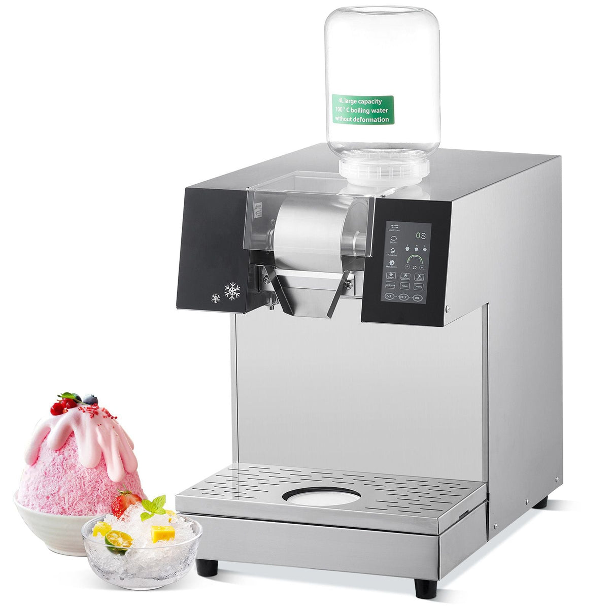 Commercial Snowflake Ice Machine, 529.1LBS/24H Snowflake Ice Maker, Stainless Steel Ice Shaver Machine, Electric Snow Cone Maker, Liquid Cooling System for Rapid Heat Dissipation, Ice Cream