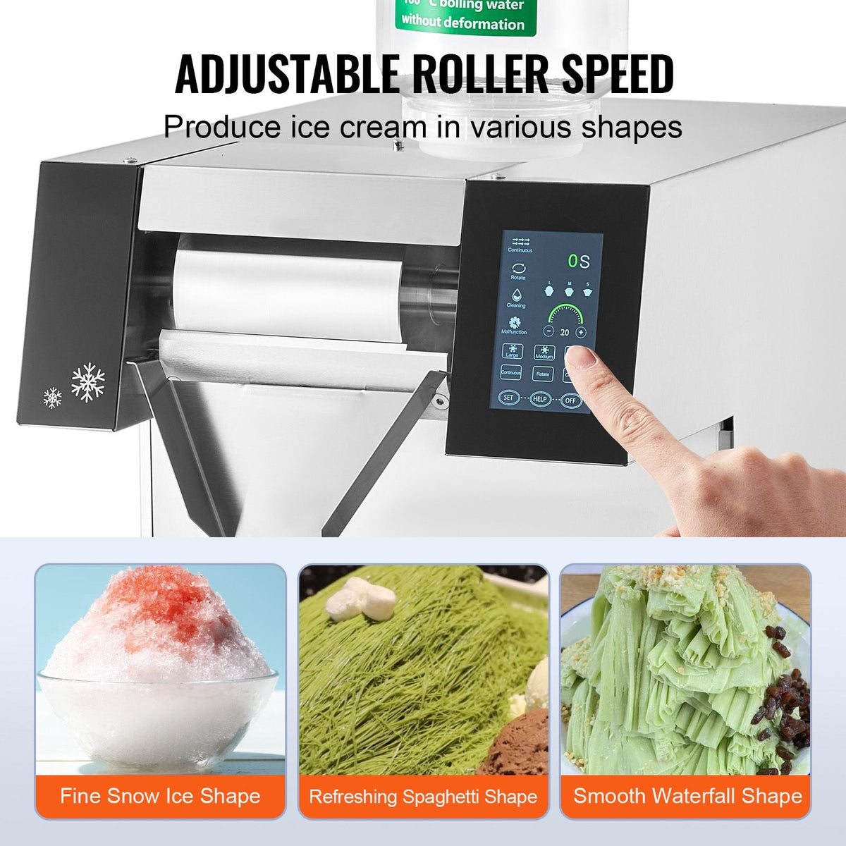 Commercial Snowflake Ice Machine, 573LBS/24H Snowflake Ice Maker, Stainless Steel Ice Shaver Machine, Electric Snow Cone Maker, Air Cooling System for Rapid Heat Dissipation, for Bakery, Cafe