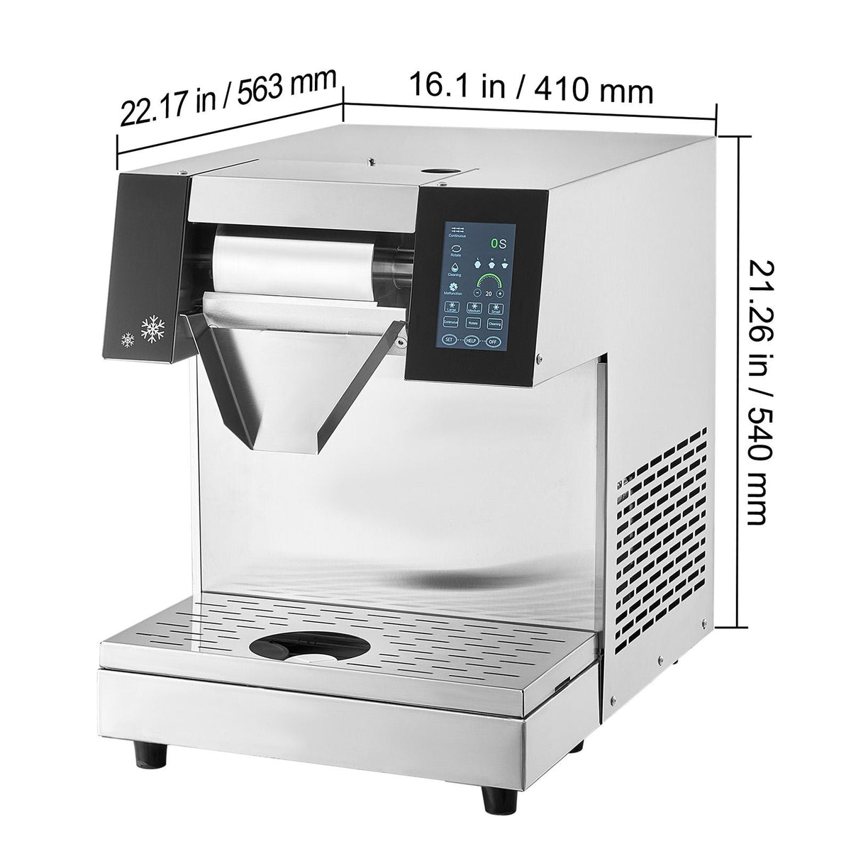 Commercial Snowflake Ice Machine, 573LBS/24H Snowflake Ice Maker, Stainless Steel Ice Shaver Machine, Electric Snow Cone Maker, Air Cooling System for Rapid Heat Dissipation, for Bakery, Cafe