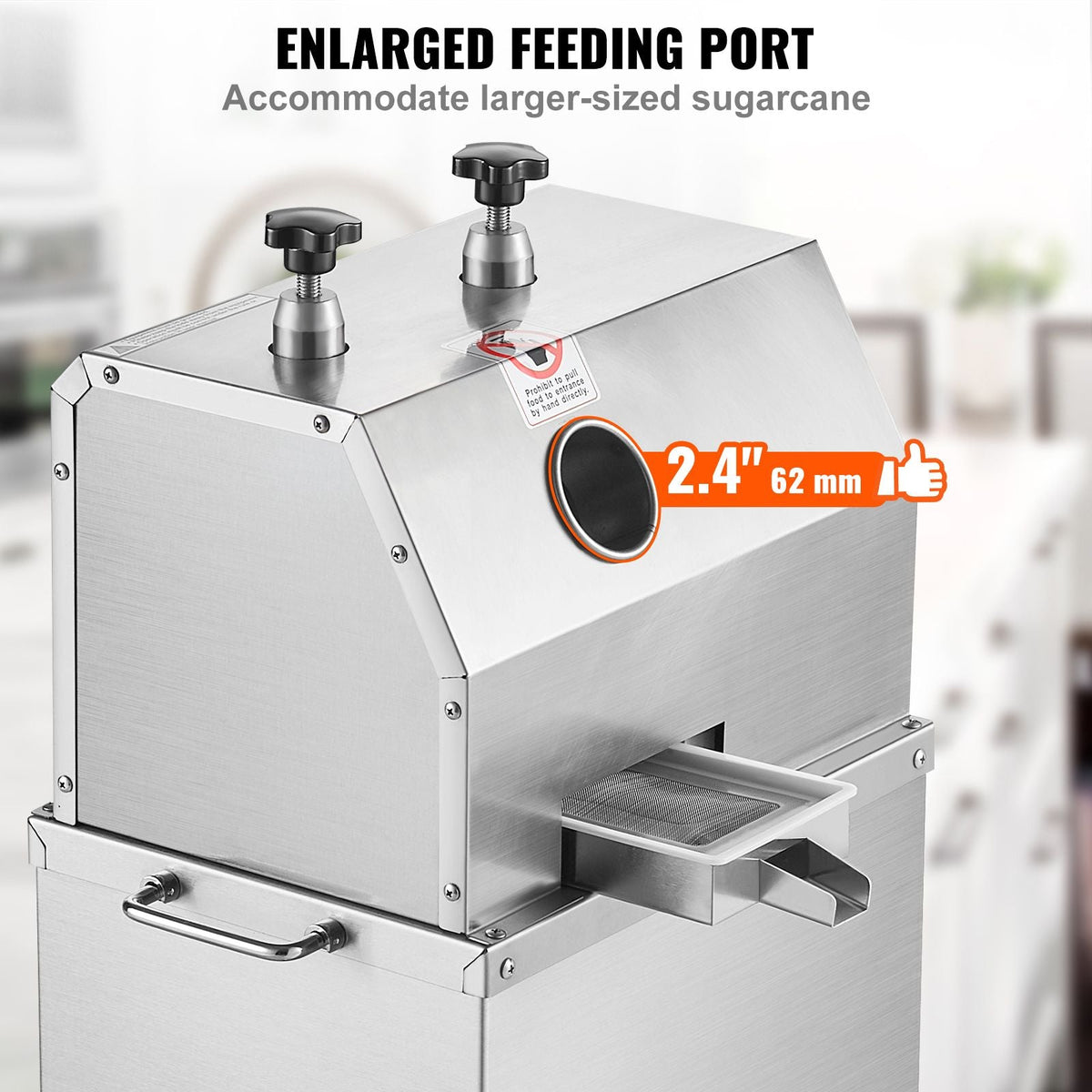 Commercial Sugar Cane Juicer, 750W Electric Sugarcane Juicer Machine with 661LBS/H High Output, 3 Stainless Steel Rollers, Sugarcane Juice Press Extractor Squeezer on Wheels for Home/Commercial