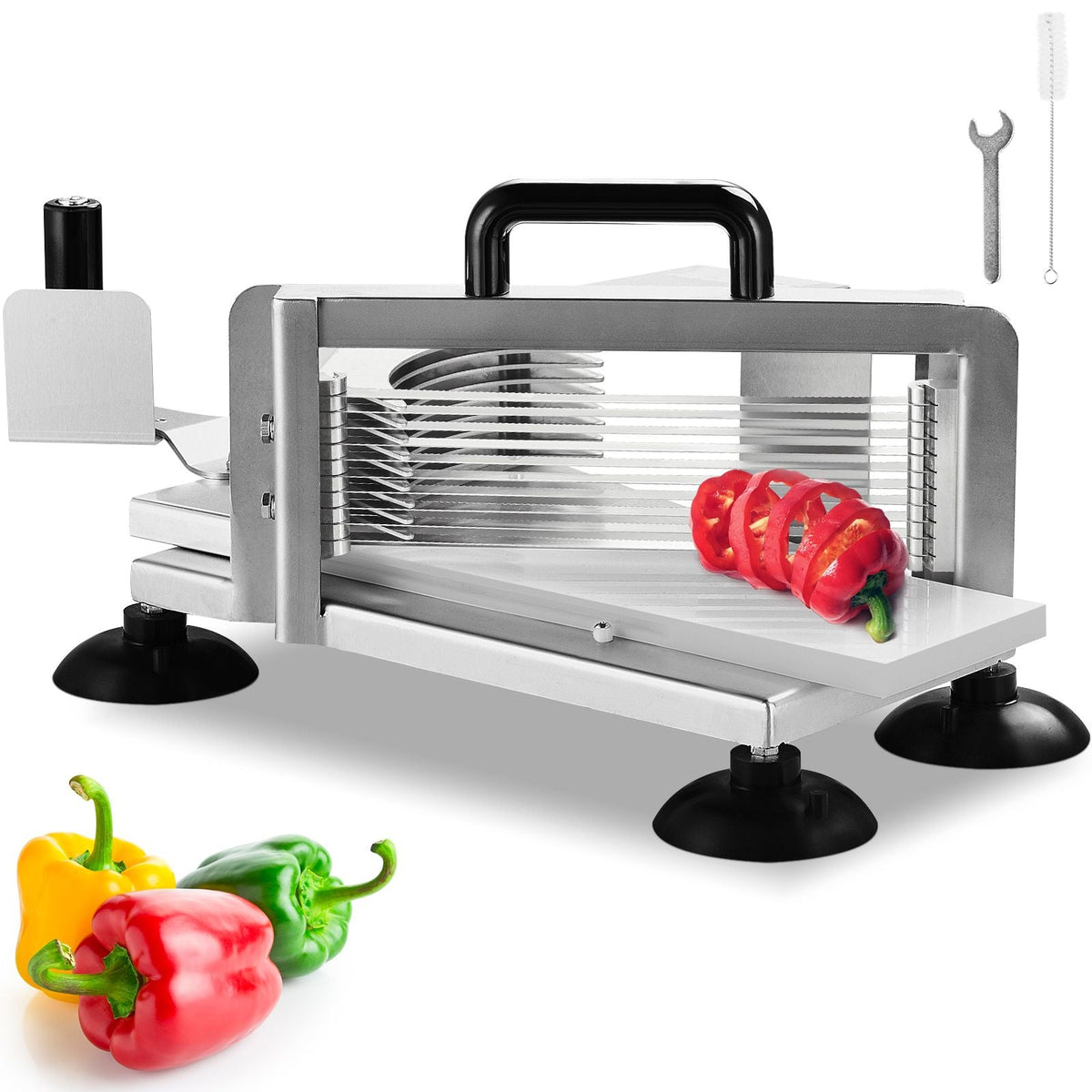 Commercial Tomato Slicer, 1/4 inch Tomato Cutter Slicer, Stainless Steel Heavy Duty Tomato Slicer Machine, Manual Tomato Slicer with Non-slip Feet, for Cutting Tomatoes, Cucumbers, Bananas