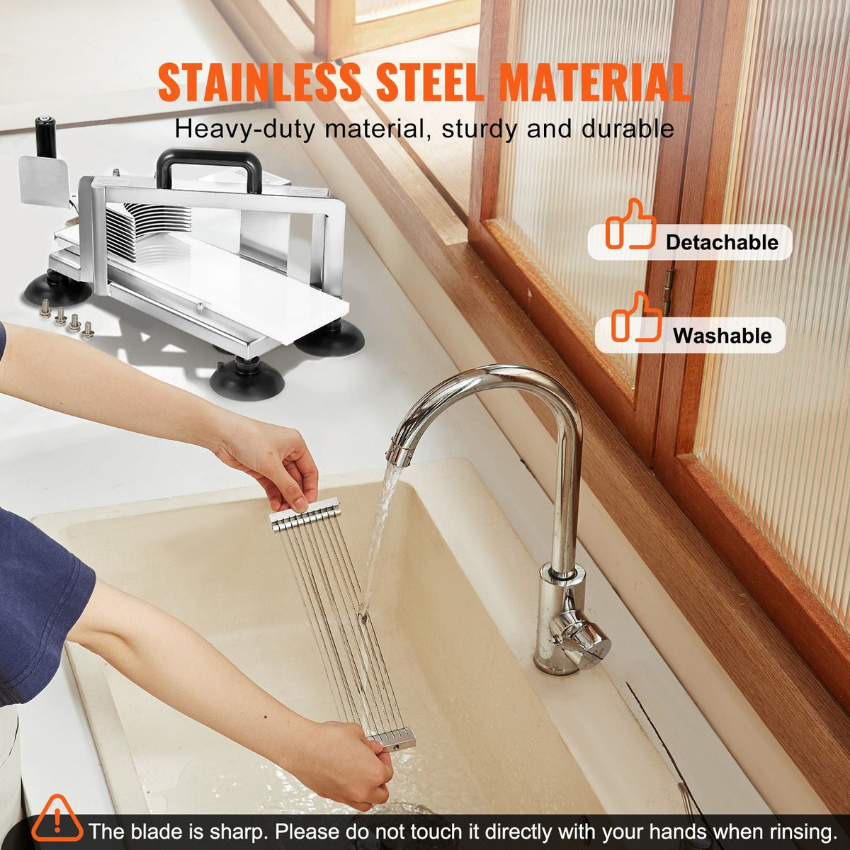 Commercial Tomato Slicer, 3/8 inch Tomato Cutter Slicer, Stainless Steel Heavy Duty Tomato Slicer Machine, Manual Tomato Slicer with Non-slip Feet, for Cutting Tomatoes, Cucumbers, Bananas