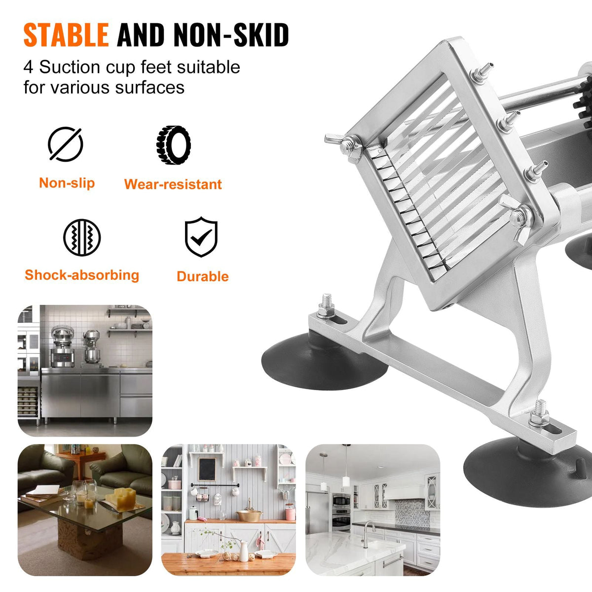 Commercial Vegetable Slicer, 1/4 inch Fruit Slicer, Stainless Steel and Aluminum Alloy Vegetable Cutter Slicer Machine, Manual Slicer with Non-slip Feet, for Radishes, Onions, Potatoes, Lemons