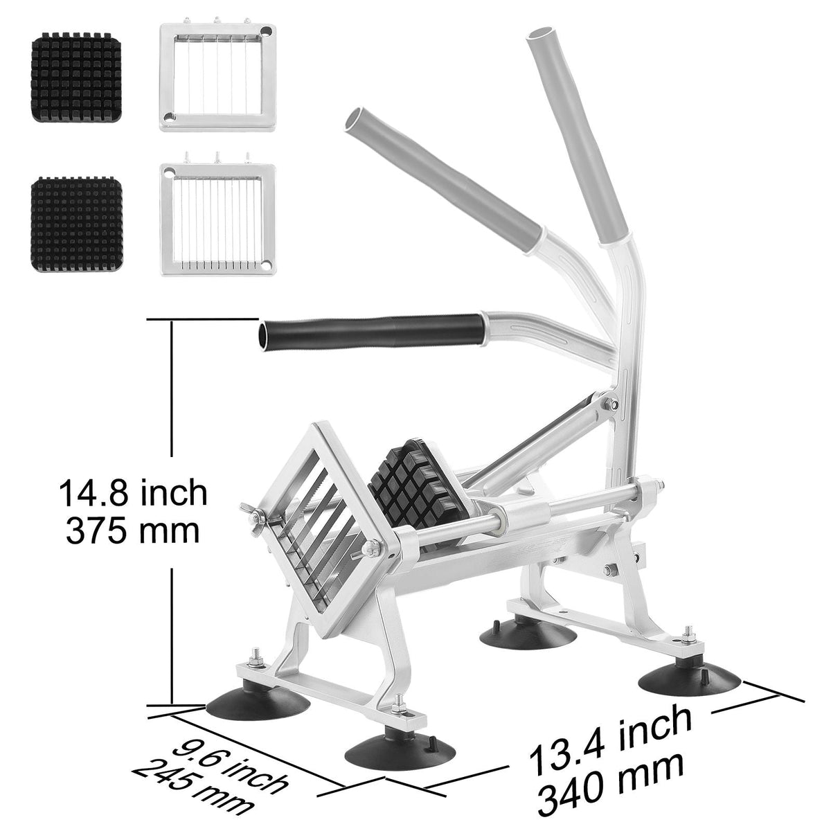 Commercial Vegetable Slicer, 1/4"+3/8"+1/2" Fruit Slicer, Stainless Steel and Aluminum Alloy Vegetable Cutter Slicer Machine, Manual Slicer with Non-slip Feet, for Radishes, Onions, Potatoes