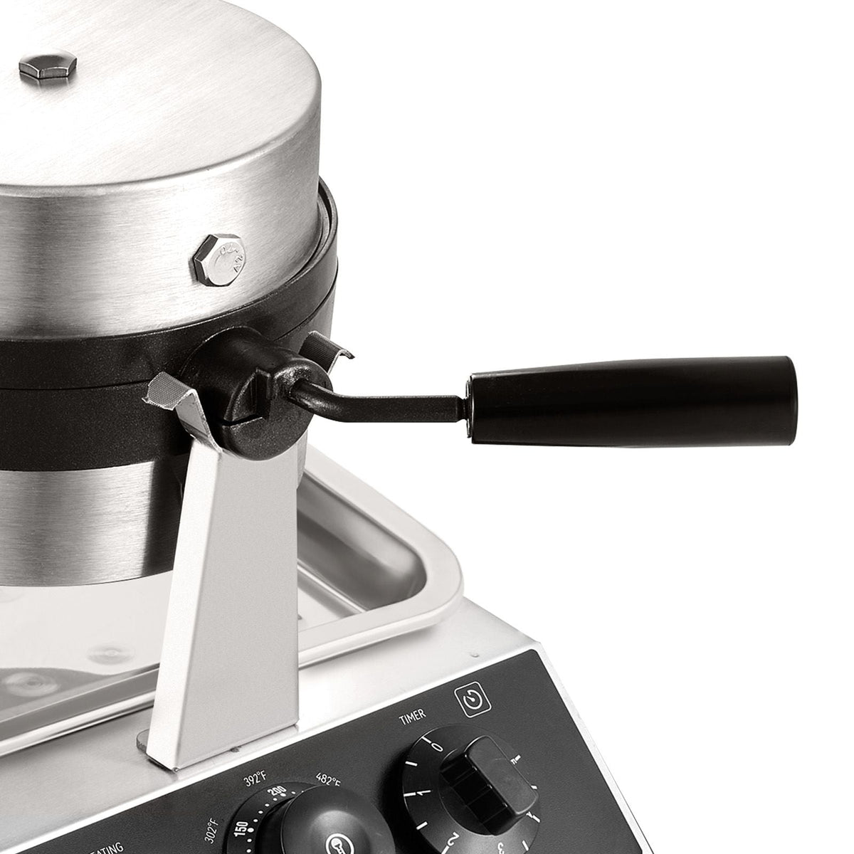 Commercial Waffle Maker, 1 Piece per Batch, 1300W Round Waffle Iron, Non-Stick Waffle Baker Machine with 122-572 F/ 50-300 C Temp Range Teflon-Coated Baking Pans Stainless Steel Body, 120V