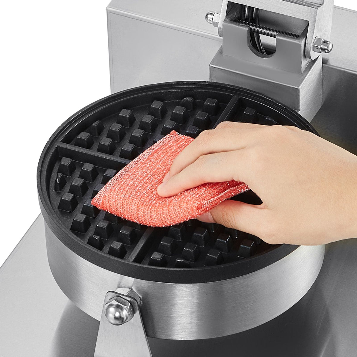 Commercial Waffle Maker, 1230W Round Waffle Baker Machine, Non-Stick Stainless Steel Belgian Waffle Iron with Temperature and Time Control, Handle, for Restaurant Bakery Snack Bar Family