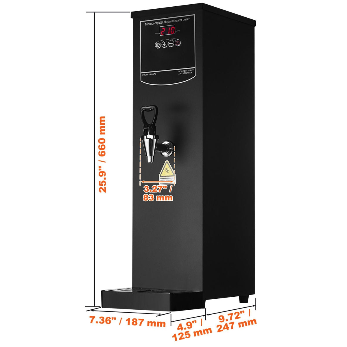 Commercial Water Boiler, Electric Hot Water Dispenser with 316 Stainless Steel Heating Tube, 1500W Step-by-step Fast Heating 50L per Hour Hot Water Boiler, for Coffee Tea Restaurant Office