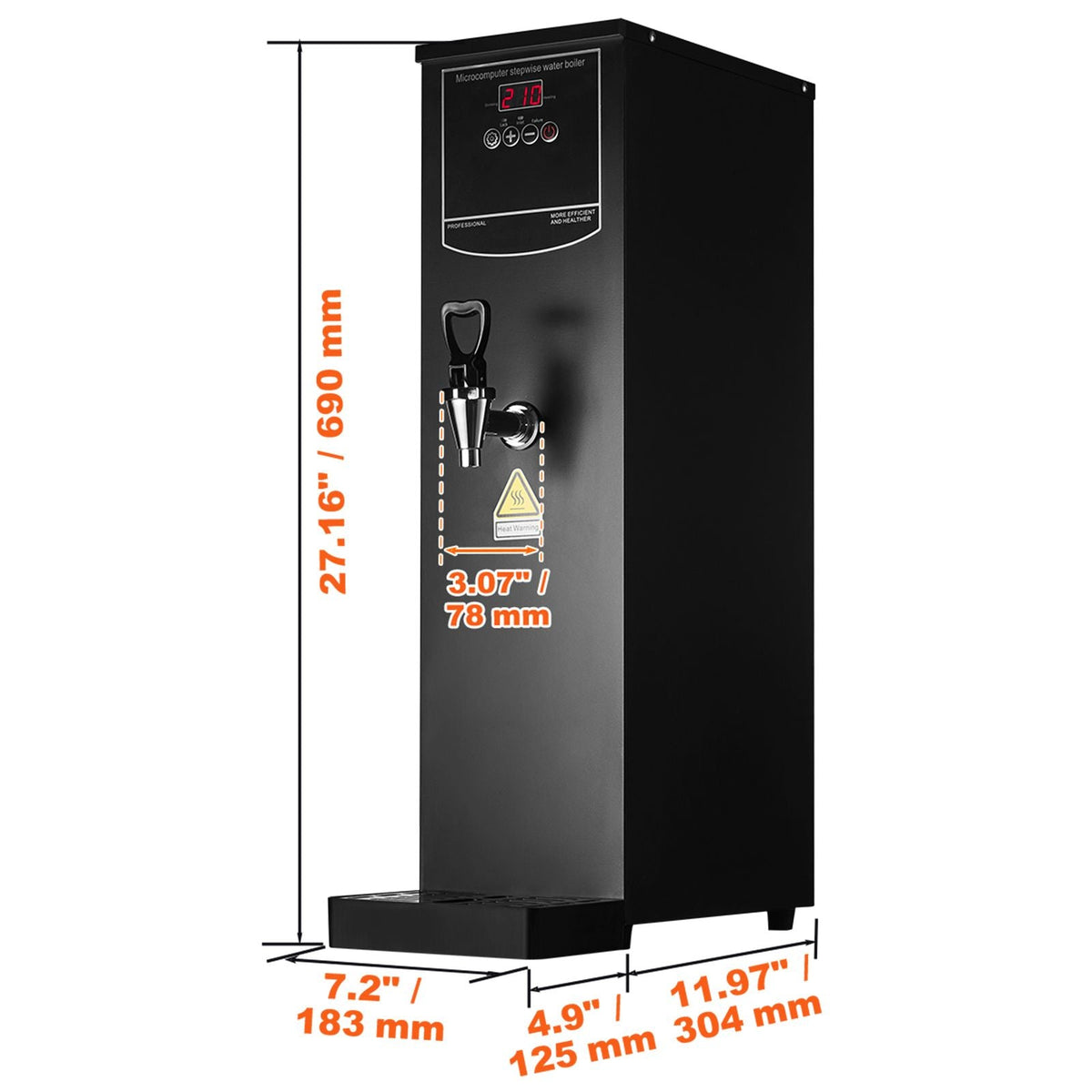 Commercial Water Boiler, Electric Hot Water Dispenser with 316 Stainless Steel Heating Tube, 1500W Step-by-step Fast Heating 50L per Hour Hot Water Boiler, for Coffee Tea Restaurant Office