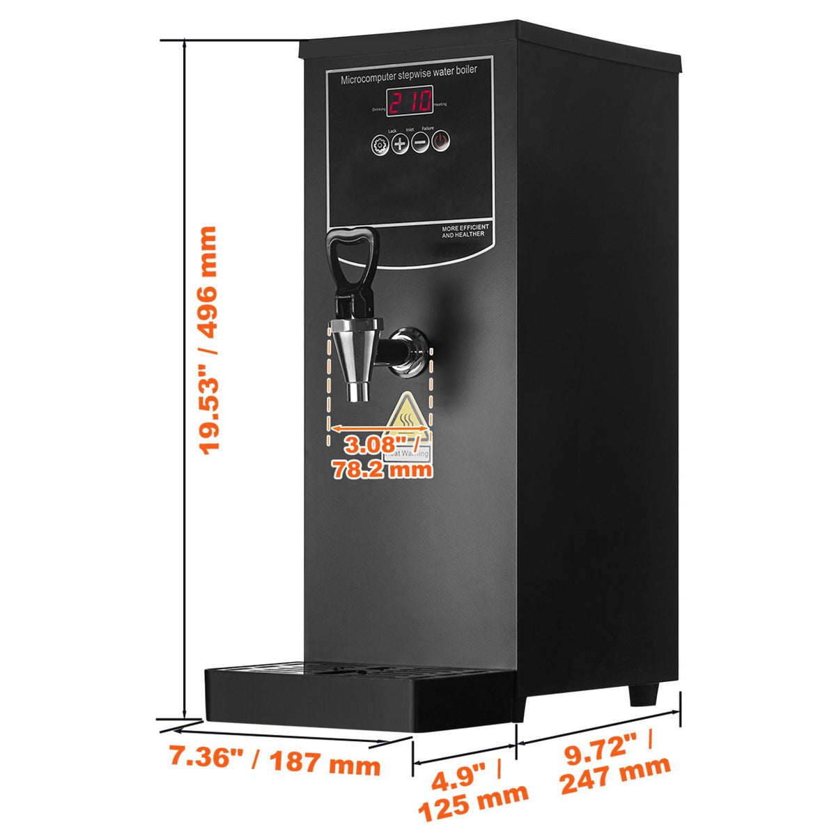 Commercial Water Boiler, Electric Hot Water Dispenser with 316 Stainless Steel Heating Tube, 1500W Step-by-step Fast Heating 50L per Hour Hot Water Boiler, for Coffee Tea Restaurant Office