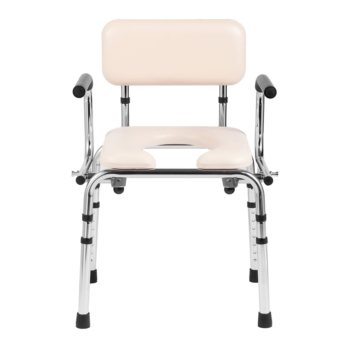 Commode Chair, Bedside Commode with Padded Seat, Drop-Down Arms, 7-Level Adjustable Height, 5.8L Removable Bucket, Easy to Assemble, 350LBS Capacity, Portable Toilet for Adults Seniors