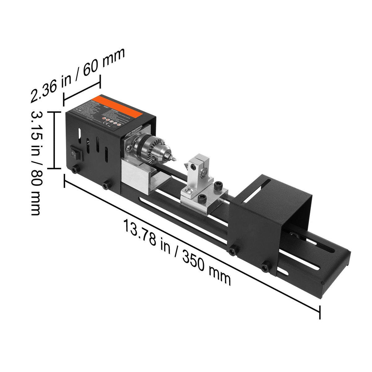 Compact Lathe Machine, Dimensions 2.76 x 6.3 inches, 24VDC 96W, Includes Milling Machine Accessories, Features 7 Adjustable Speeds Ranging from 4220 to 8450 RPM, Ideal for DIY Woodworking and