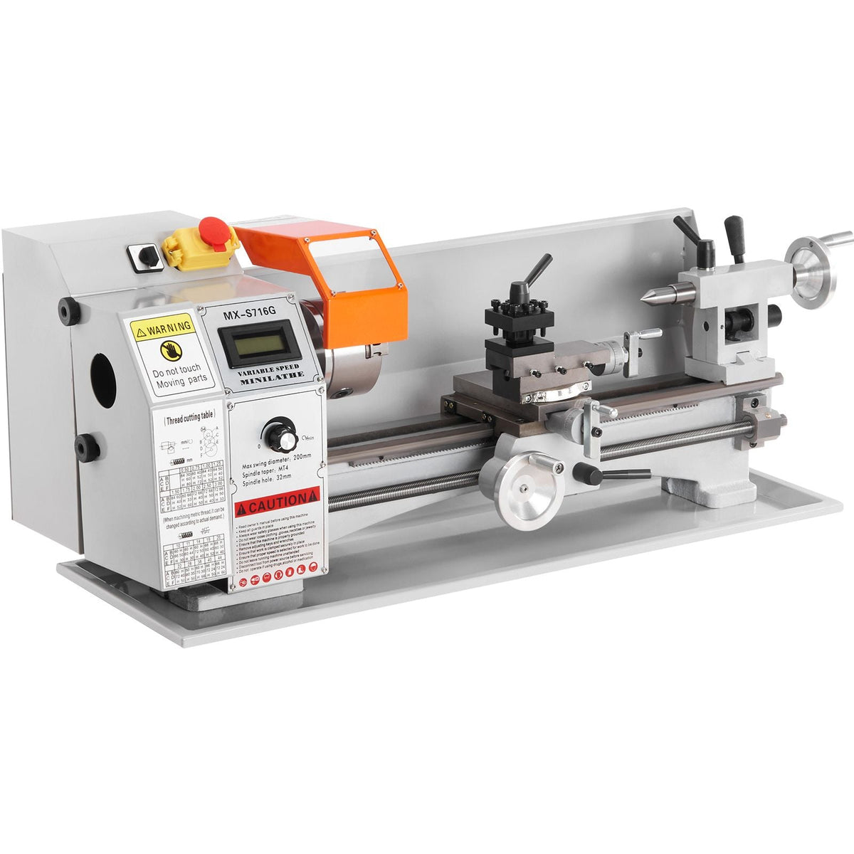 Compact Metal Lathe, 7'' x 16'', 800W, Precision Desktop Metalworking Lathe, Variable Speed 150-2500 RPM, Includes 3.9'' 3-jaw Chuck & Tool Box for Detailed Part Crafting